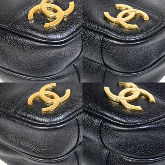 CHANEL Triple CC Logo Chain Shoulder Tote Bag Caviar Leather BK Vintage - Picture 7 of 15